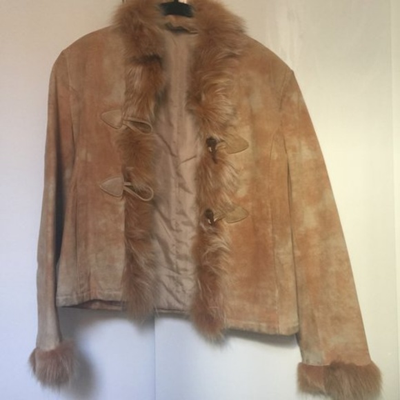 Vintage Jackets & Blazers - Suede and Real Fur Vintage Jacket